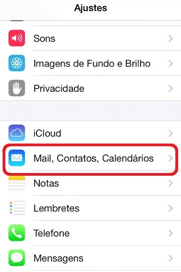 Tela configuração iPhone