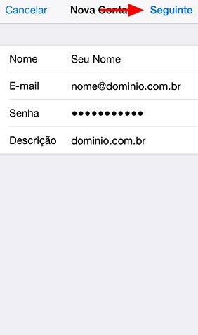 Tela configuração iPhone