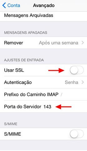 Tela configuração iPhone